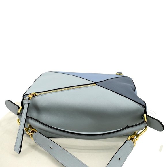 LOEWE  Puzzle Medium Calfskin Leather Shoulder Bag Aqua Light Blue - Picture 4 of 13